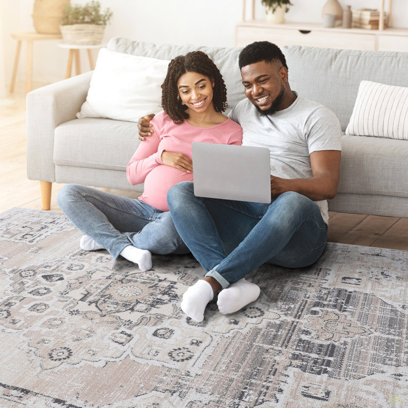 Tapis à médaillon 5X7 par pays Payas, Rectangle 5 pi 3 po x 7 pi 6 po