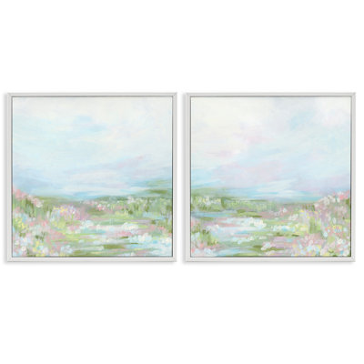 Pastel Abstract Spring Field 2 PC Giclee Art Set by June Erica Vess