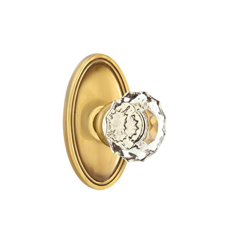 Bouton d'intimité transparent avec rose ovale Astoria, Laiton antique français