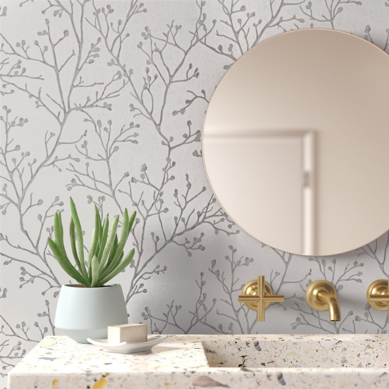 Rouleau de papier peint L 33 pi x l 20,9 po Kaidynn, Gris clair