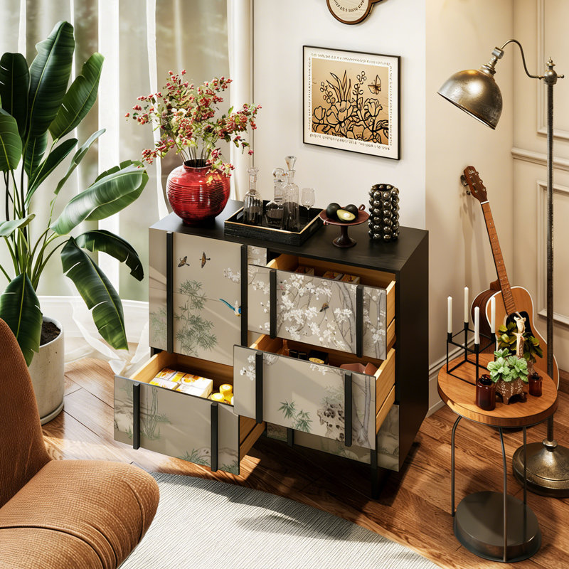 Armoire 6 tiroirs en bois massif chinois