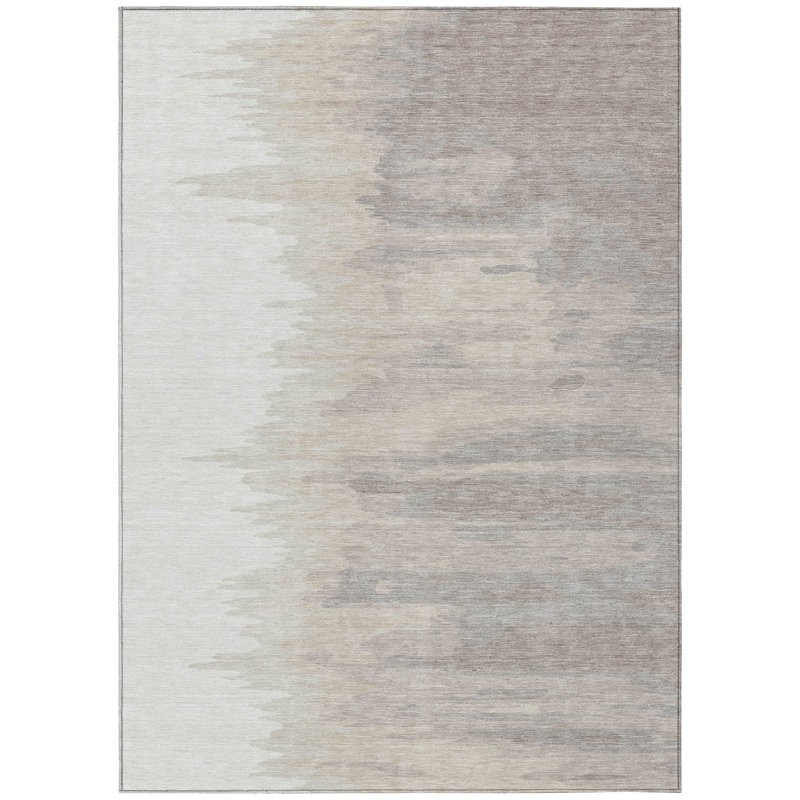 Meleya Ivory Washable Indoor-Outdoor Rug - , 8' x 10'