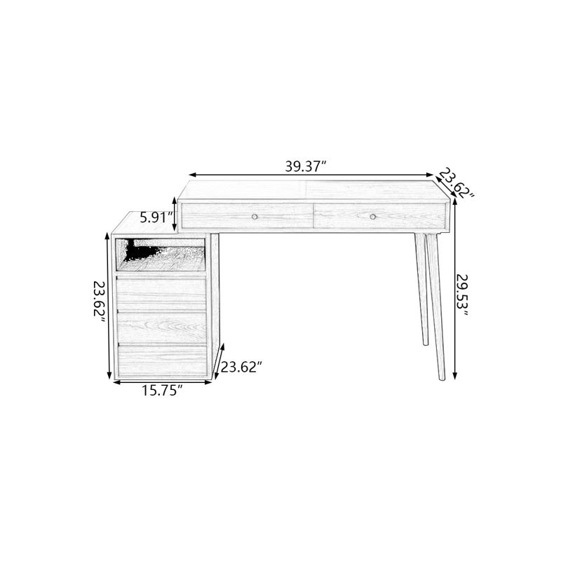 Bureaux rectangulaires en bois massif noyer, H 29,53 po x l 39,37 po x P 23,62 po