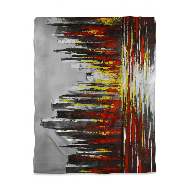 Abstract Red Skyline Duvet Cover - Industrial Bedroom Decor