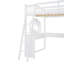 Lit mezzanine en bois avec bureau en U, compartiments de rangement et miroir à trois volets-503290442