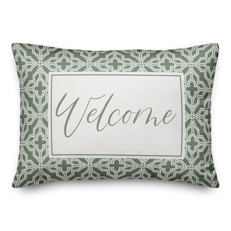  Housse de coussin rectangulaire et insert Welcome, Vert