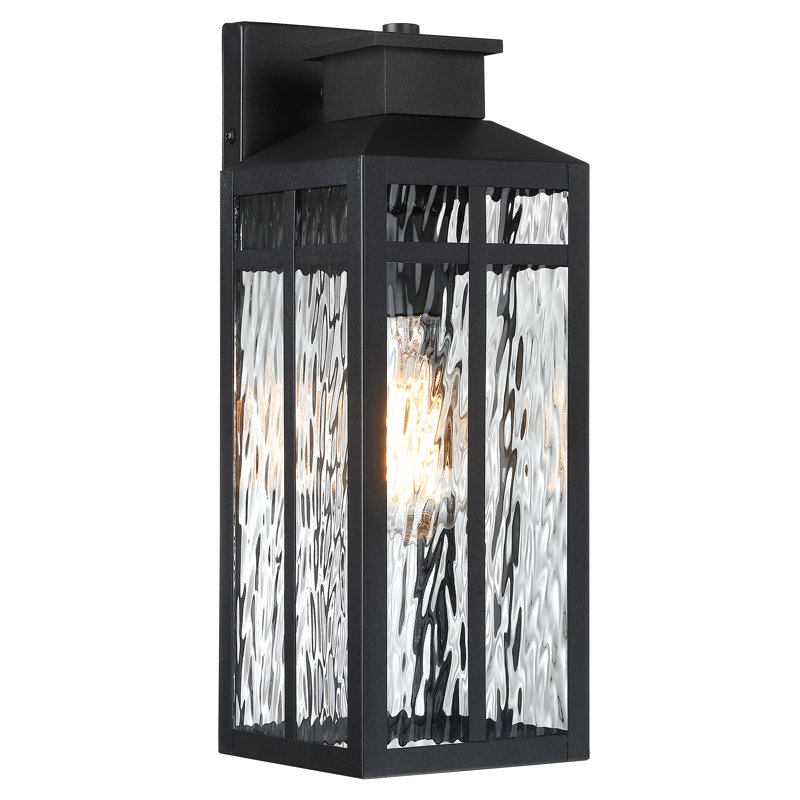 15" 1-light  Outdoor Wall Light with Water Glass Shade