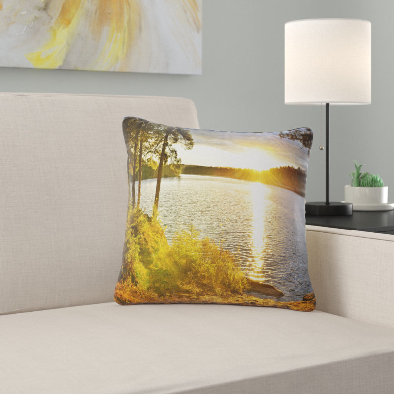 Beautiful View of Sunset over Lake Pillow, 18" x 18", Throw Pillow