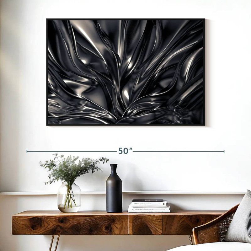 Avery Black And Silver Abstract, 27" H x 40" W