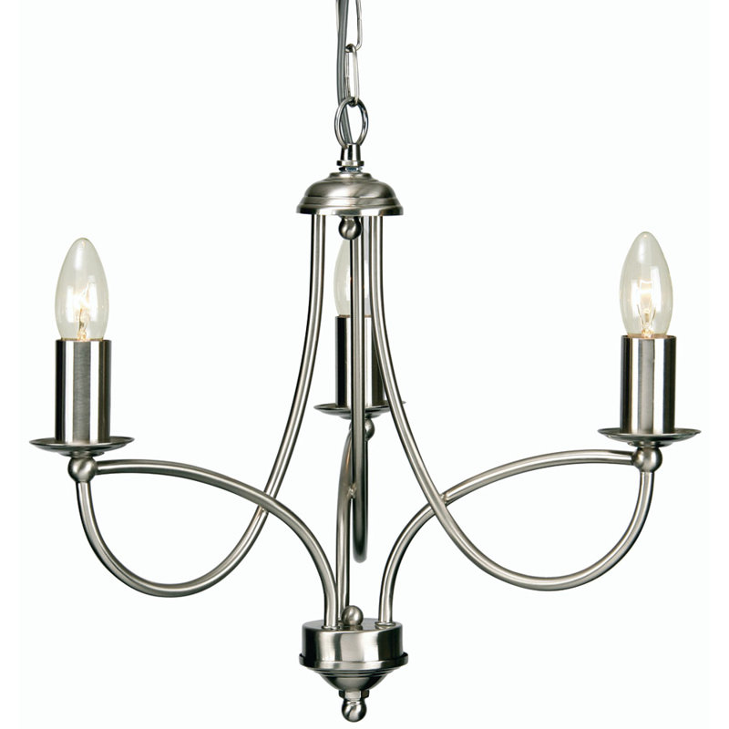 Mill 3 - Light Candle Style Chandelier, Antique Chrome