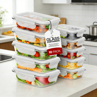 1050 mL Food Storage Container - Set of 10 Containers and 10 Lids