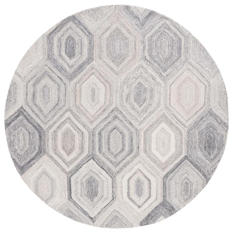 Isbella Hand Tufted Wool Geometric Rug, Round 6'