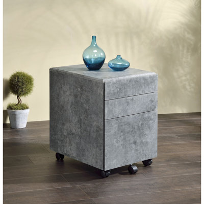 Classeur en faux béton, 3 roulettes, 5 roulettes, cadre en bois pour le rangement de bureau à domicile couleur argent