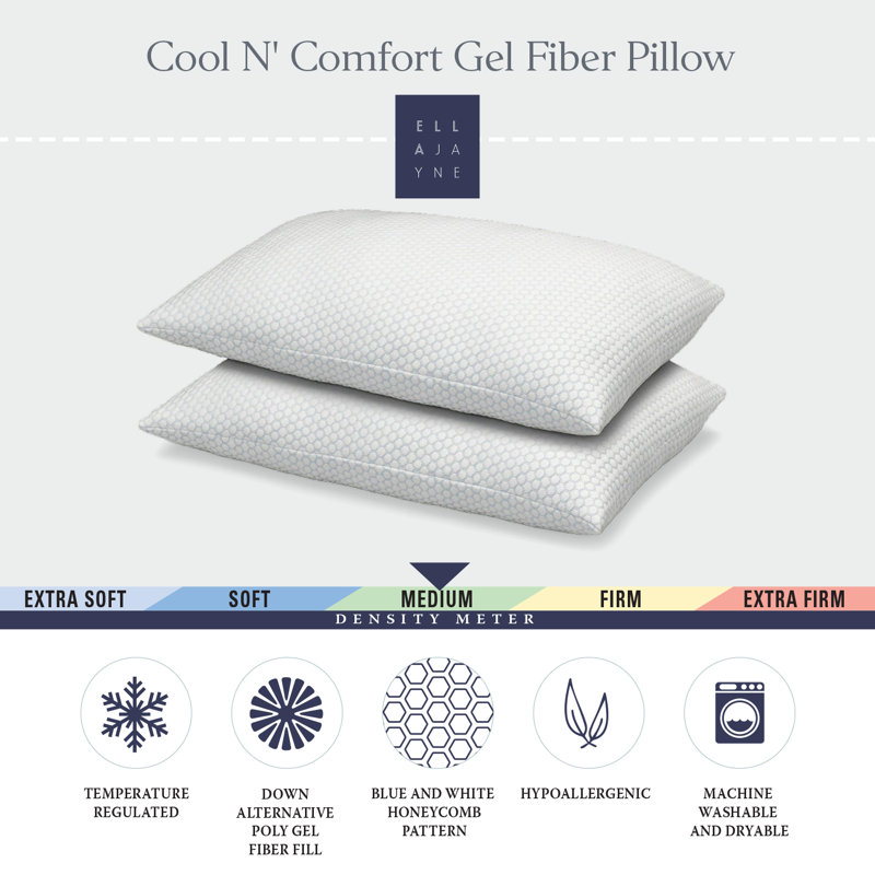Standard White Hypoallergenic Polyester Gel Fiber Pillow Set