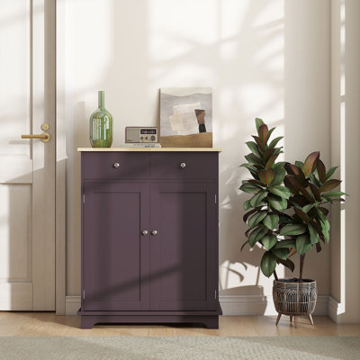 HOMCOM Sideboard With Solid Wood Countertop