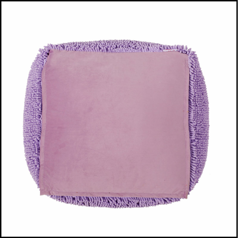 Pouf carré en microfibre Spongy, lavande, Chenille, Lavande
