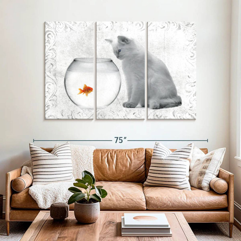 Brampt Goldfish And Cat, 24" H x 38" W