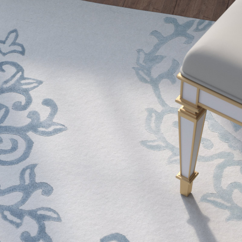 Janson Hand Tufted Wool Damask Rug, Rectangle 4' x 6'