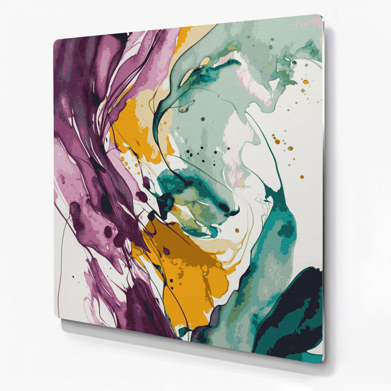 Aquarelle abstraite 72, art mural en métal beige, H 12 po x l 12 po