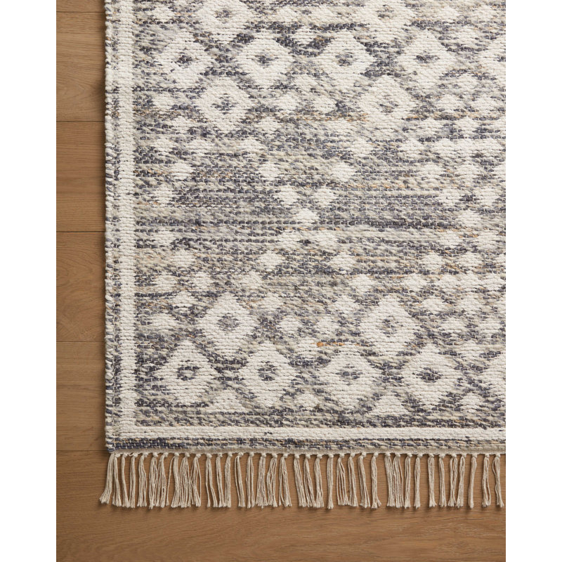 Denim and Ivory Flat Woven Wool Cotton Reversible Area Rug