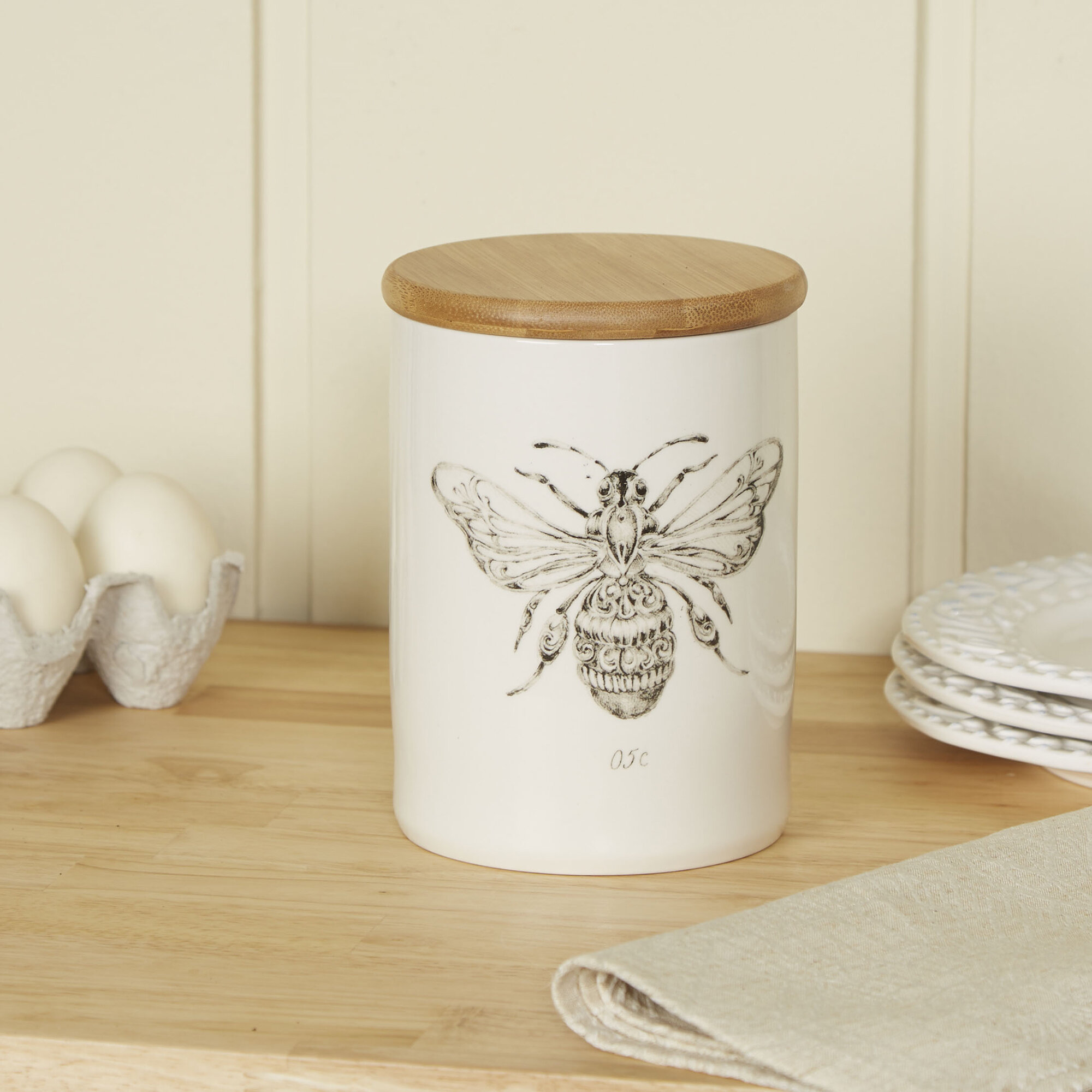 Beehive Crock + Essential Kitchen Utensils Set - Beech