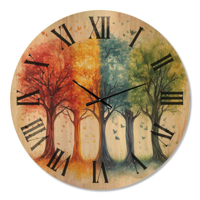Horloge murale arbre en bois - arbres qui changent les saisons