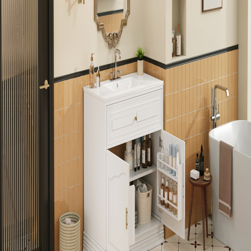 Meuble-lavabo de 36 pouces avec lavabo en céramique, portes à fermeture douce et cadre en bois massif pour un rangement élégant