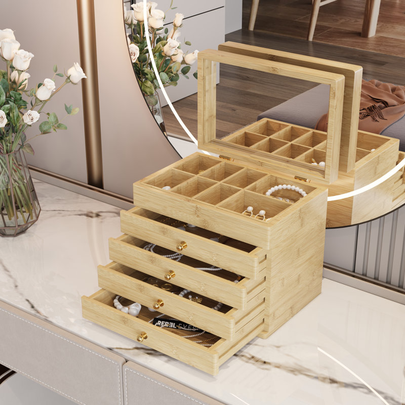 Bamboo Jewellery Box + Drawers
