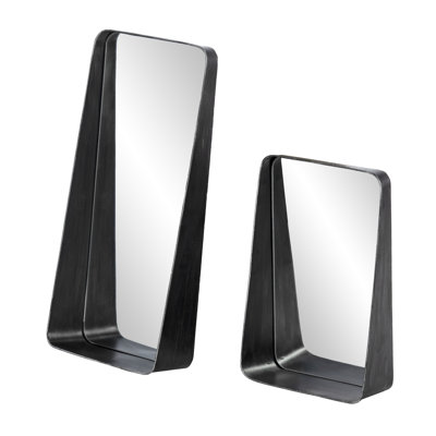 Metal Flat Wall Mirror with Shelves