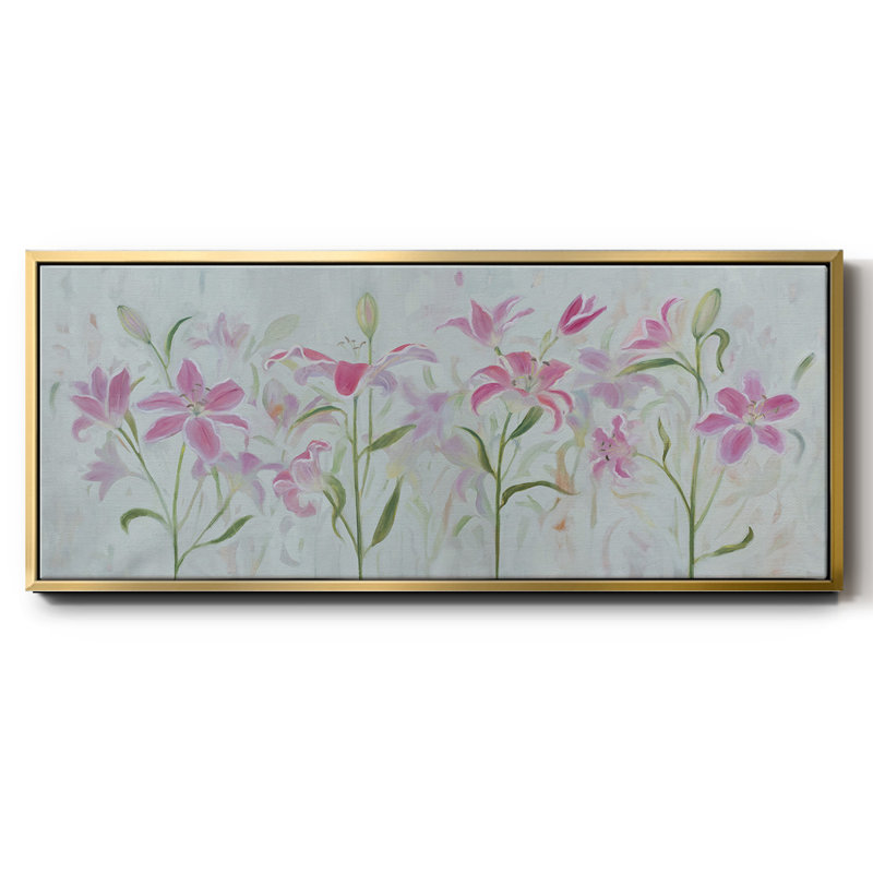 Dancing Pink Trio III- Framed Canvas, 20" H x 50" W