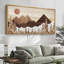 «Western Wood Effect Landscape Rustic Peaks Sunrise Over The Mountains», reproduction d'art sur toile-111176079-96074556