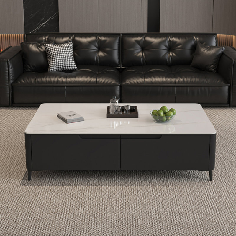 Table basse moderne moderne, H 16,5 po x L 55,1 po x l 27,6 po, Blanc
