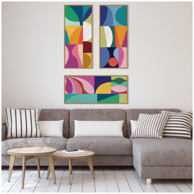 "Abstract Panels", ensemble de 3 toiles encadrées par Rachel Lee 3 Birdies Studio