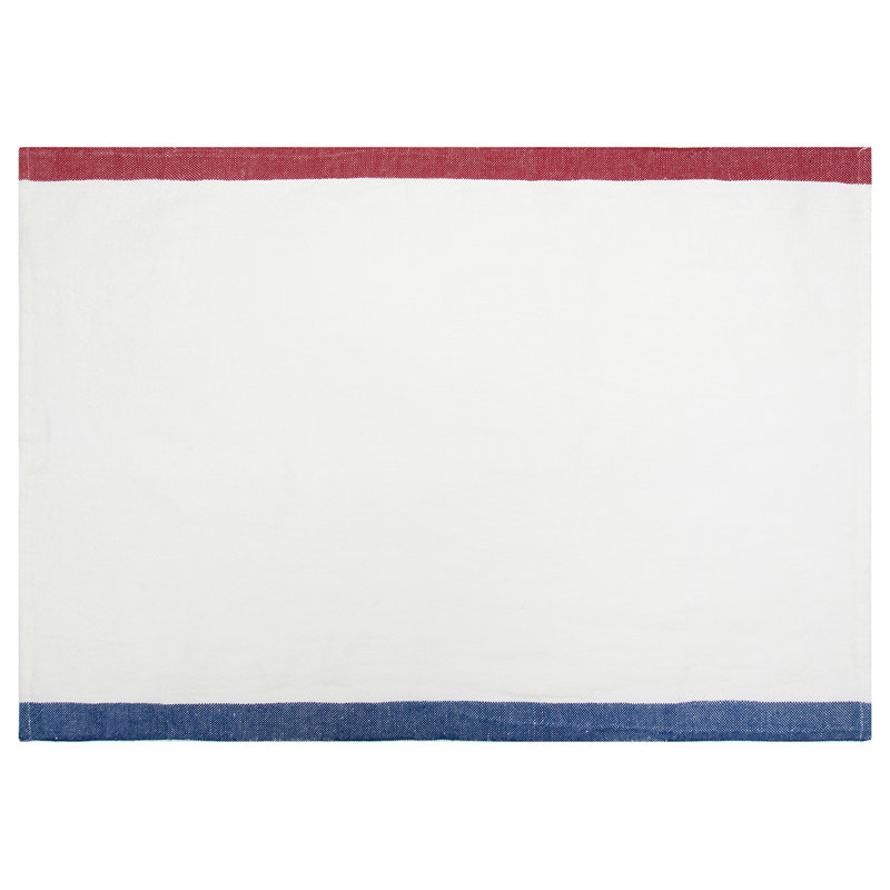 Striped Waffle Tea Towel, Blue/Red