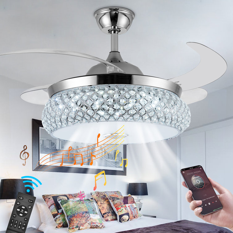 42'' Cread 4 - Blade LED Ceiling Fan with and Light Kit Included