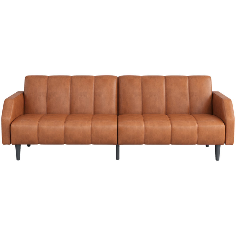 Fabry 77.56" Faux Leather Convertible Sofa