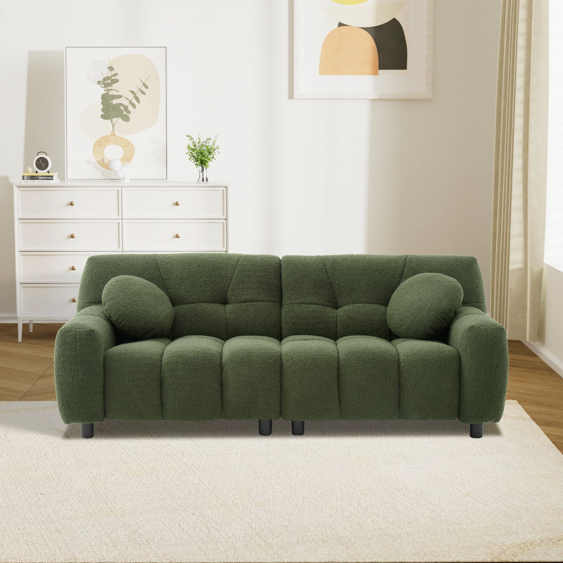 73'' Tufted Sofa Couch Plush Loveseat Sofa, Green