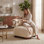 Chaise d'appoint moderne en polyester beige pour le salon - Convient aux animaux de compagnie, capacité de poids de 330 lb, conception élégante et durable