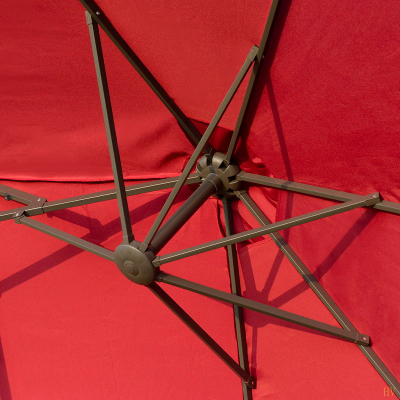 Parasol d'extérieur rectangulaire en acier de 15 pi avec base, protection solaire et manivelle pour terrasse