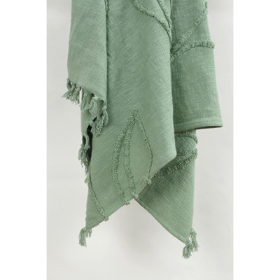 Jeté vert tissé 100% coton texturé
