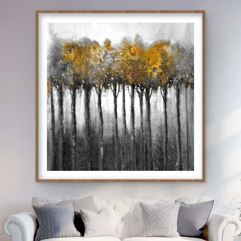 «Illuminated Forest» - Bureau gris avec imprimé mat, H 48 po x l 48 po, Brun