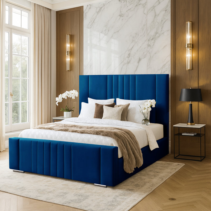 Agaro Upholstered Bed, Double (4'6), Marine