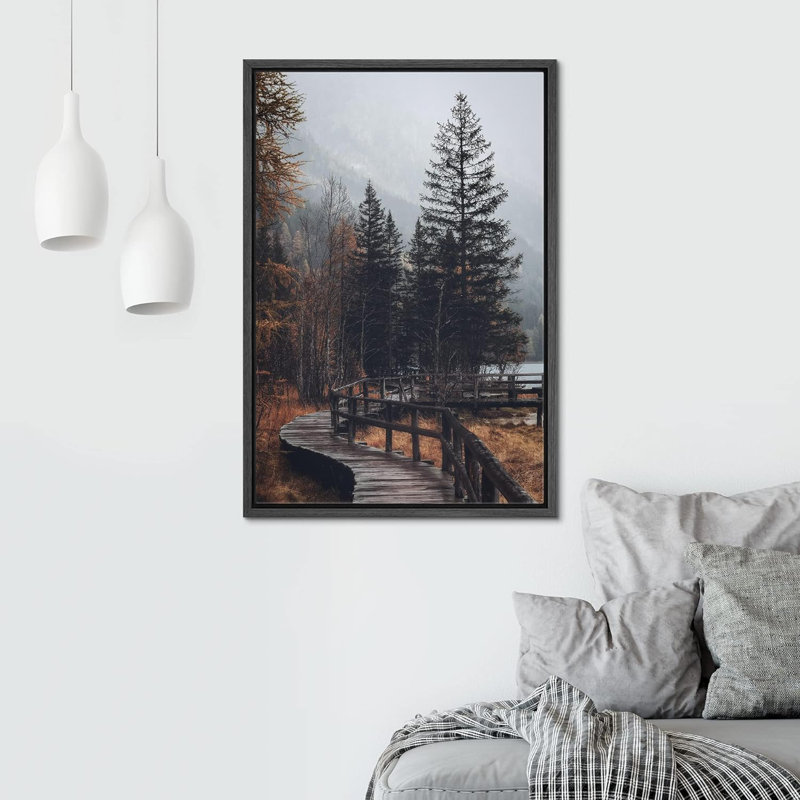 Automne Automne «Autumn Dramatic Forest Landscape» sur, Cadre flottant noir, H 36 po x l 24 po