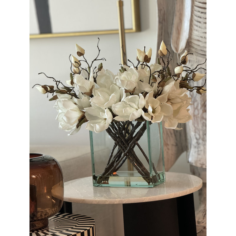 Magnolia Arrangement in Vase, White