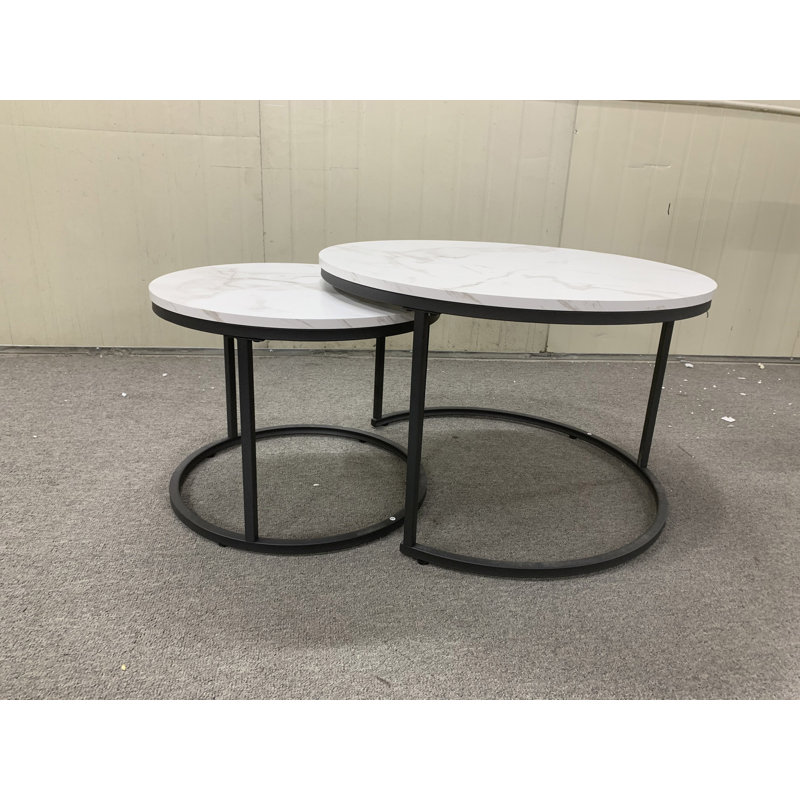 Ensemble de 2 tables basses gigognes pour le salon et la chambre à coucher, Blanc