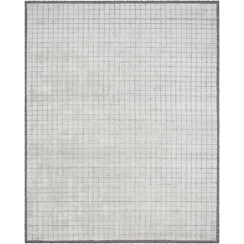 Tapis gris clair touffeté à la main à motif géométrique Jacey, Rectangle 8 pi x 10 pi
