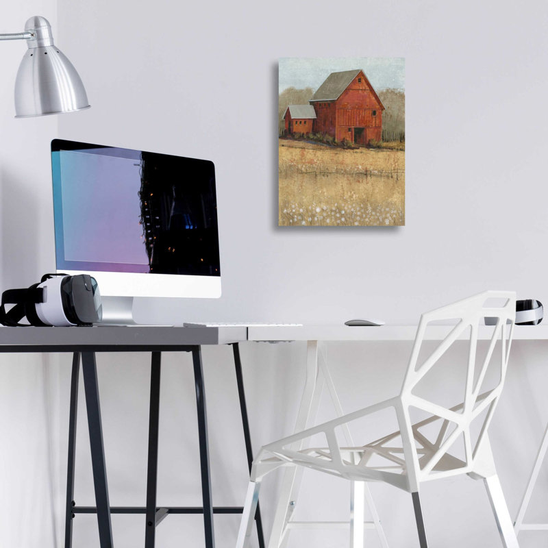 «Red Barn View II» par Tim O'Toole, art mural en verre acrylique, H 16 po x l 12 po x P 0,13 po