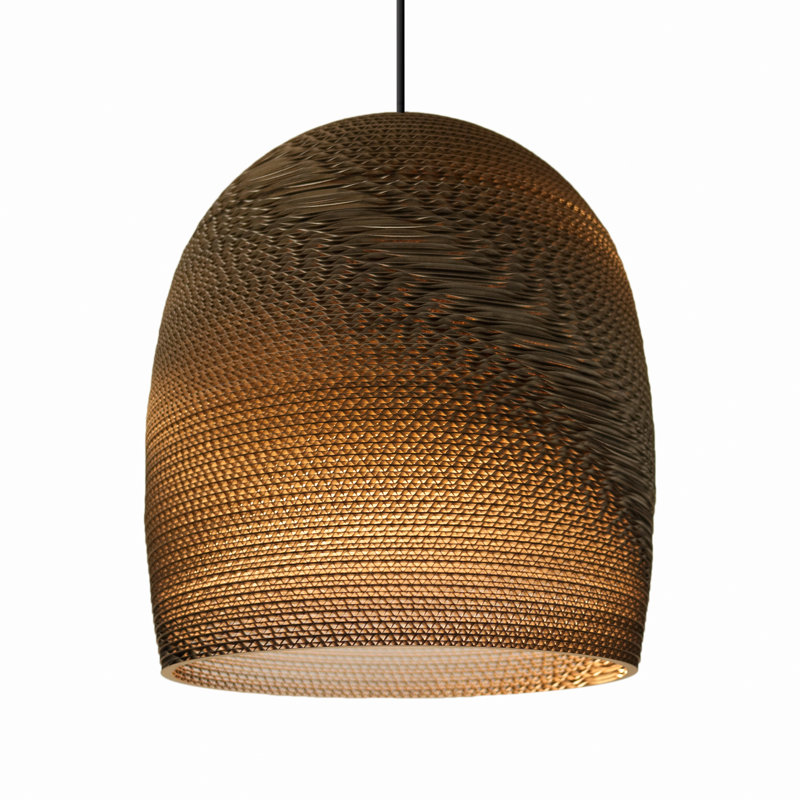 Scraplight Recycled Cardboard Pendant Light - Bell, 15" H x 15.5" W x 15.5" D, Brown