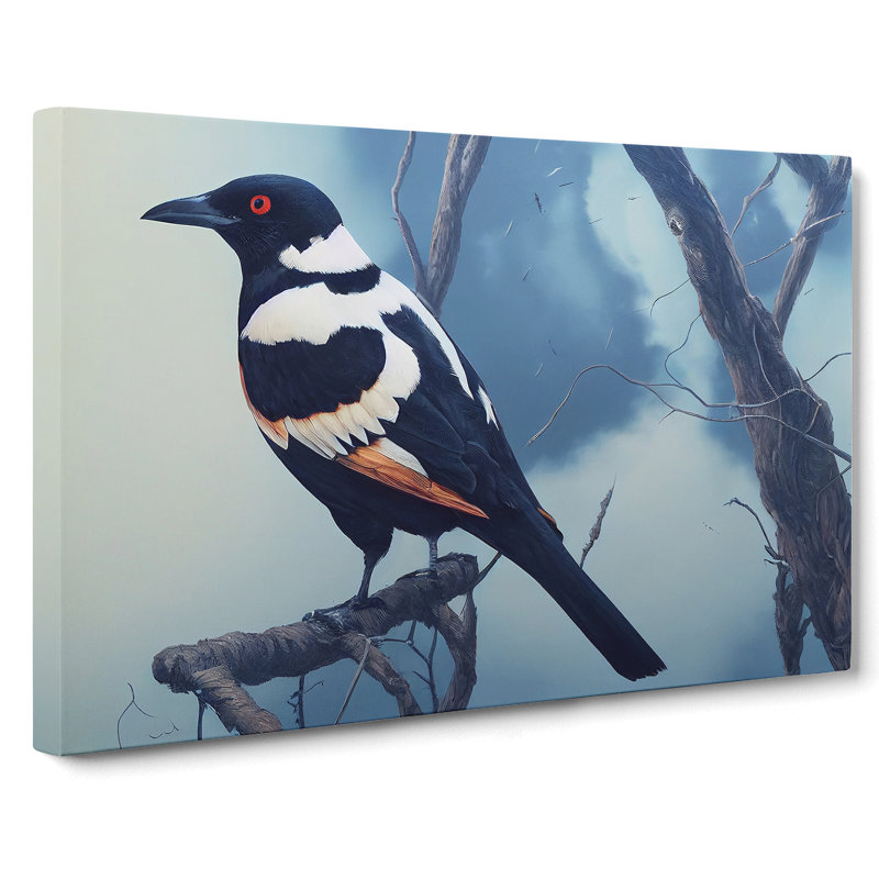 Striking Magpie Bird - Wrapped Canvas