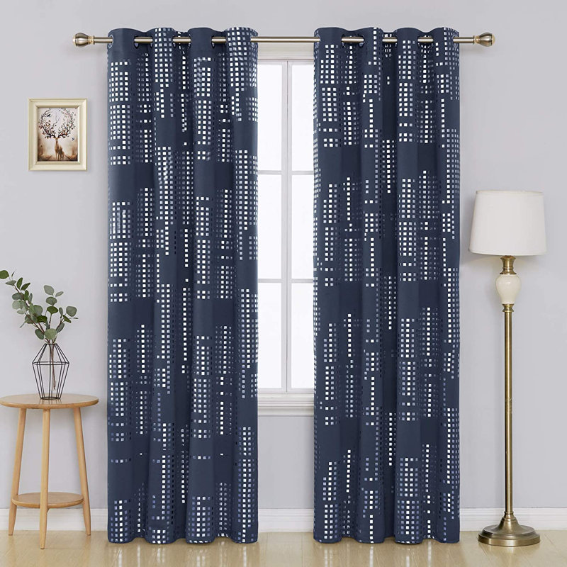 Carmacmoin Room Darkening Curtain Pair, 52" W x 95" L, Navy Blue